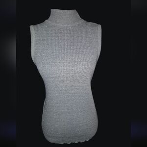 Vintage Silver Metallic Whitney Lane Mock Neck Tank Top Small